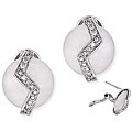 Sterling Silver White Mother of Pearl and Clear Cubic Zirconia Earrings