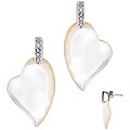 Sterling Silver White Mother of Pearl and Cubic Zirconia Heart Earrings