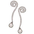 Sterling Silver Faux White Pearl and Cubic Zirconia Earrings