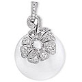 Sterling Silver Mother of Pearl and CZ Flower Necklace