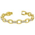 Goldtone Brass Clear Cubic Zirconia Cable Bracelet