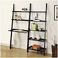 Black 5-tier 2-piece Leaning Ladder Shelf with Laptop Desk Set