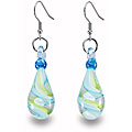 Stainless Steel Blue and Green Glass Earrings