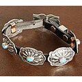 Leather and Silver Turquoise Conchos Bracelet (Native American)