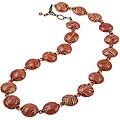 Charming Life Goldtone Coral Crystal and Swirl Art Glass Necklace