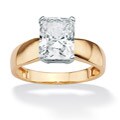 Ultimate CZ 10k Two-tone Gold Emerald-cut Cubic Zirconia Ring