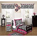 Pink, Black and White Funky Zebra Print 5-piece Toddler Girl's Bedding Set