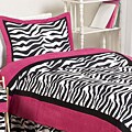Pink/ Black/ White Zebra Print 3-Piece Girl's Full/ Queen-Size Bedding Set