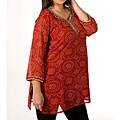 Women's Georgette Printed Beaded Neckline Kurti (India)