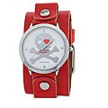 Nemesis Women's Love Skull Red Leather Strap Watch