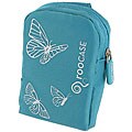 rooCase Blue Butterfly Nylon Carrying Case for Creative Vado HD Camcorder
