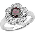 Sterling Silver Red Garnet Flower Ring