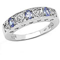 Sterling Silver Tanzanite and White Topaz Ring (Size 7)