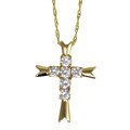 14k Goldplated Round Cubic Zirconia Cross Necklace