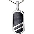 Stainless Steel Black Fiber Inlay Dog Tag Necklace