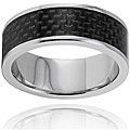 Stainless Steel Black Carbon Fiber Inlay Ring