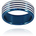 Stainless Steel Blue Groove Ring
