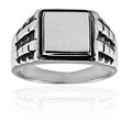 Stainless Steel Black Textured Ring