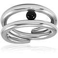 Stainless Steel Tension-set Black Ball Ring
