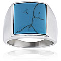 Stainless Steel Turquoise Face Ring