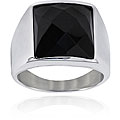 Stainless Steel Faceted Onyx Ring