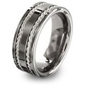 Men's Tungsten Carbide and Sterling Silver Inlay Band