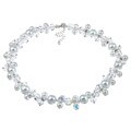 Crystale Silvertone Crystal and Faux Pearl Cluster Necklace