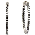 Sterling Silver 2ct TDW Black Diamond Hoop Earrings