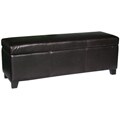 Dark Brown Bicast Leather Storage Ottoman Bench