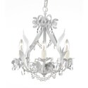 Mini 4-light White Floral Crystal Chandelier