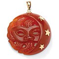 Angelina D'Andrea 10k Yellow Gold Red Jade Moon and Stars Pendant