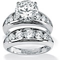 Ultimate CZ Sterling Silver Cubic Zirconia Wedding Ring Set