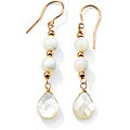 Angelina D'Andrea 10k Yellow Gold Mother of Pearl and Cubic Zirconia Earrings