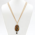 Angelina D'Andrea Gold Overlay Faceted Tiger's Eye Necklace