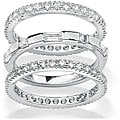 Ultimate CZ Gold over Silver Cubic Zirconia 3-piece Eternity Ring Set