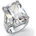 Ultimate CZ Gold over Silver Emerald-cut Cubic Zirconia Ring