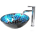 DeNovo Mystic Ruins Glass Vessel Sink and Chrome Faucet Combo