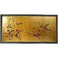 Silk and Wood 24-inch Cherry Blossom Wall Hanging (China)