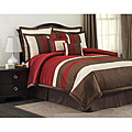 Lush Decor Red/ Brown Modern Stripe 8-piece Comforter Set