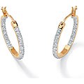 18k Gold over Silver Inside-out 1/10ct TDW Diamond Hoop Earrings (I-J, I2-I3)