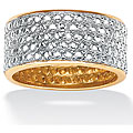 10k Gold over Silver Diamond Accent Pave Eternity Ring