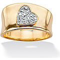 18k Gold over Sterling Silver Diamond Accent Heart Concave Ring