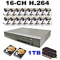 16-CH H.264 DVR Web-ready 1TB HD 16 Camera Security System