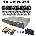 16-CH H.264 DVR 1TB HD 8 Dome and 8 Gun Camera Security System