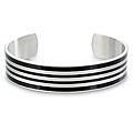Stainless Steel Black-plated Horizontal Design Cuff Bracelet