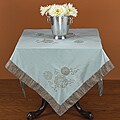 Square Embroidered Aqua Tablecloth