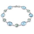 New York Gems Sterling Silver Blue Topaz and Green Amethyst Bracelet