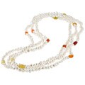New York Pearls White FW Pearl and Carnelian Necklace
