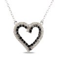 Silver 1/3ct TDW Black and White Diamond Heart Necklace (H-I, I2-I3)