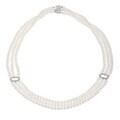 Pearls For You 14k Gold Pearl and 1/10ct TDW Diamond Necklace (4-4.5 mm) (H-I, I1-I2)